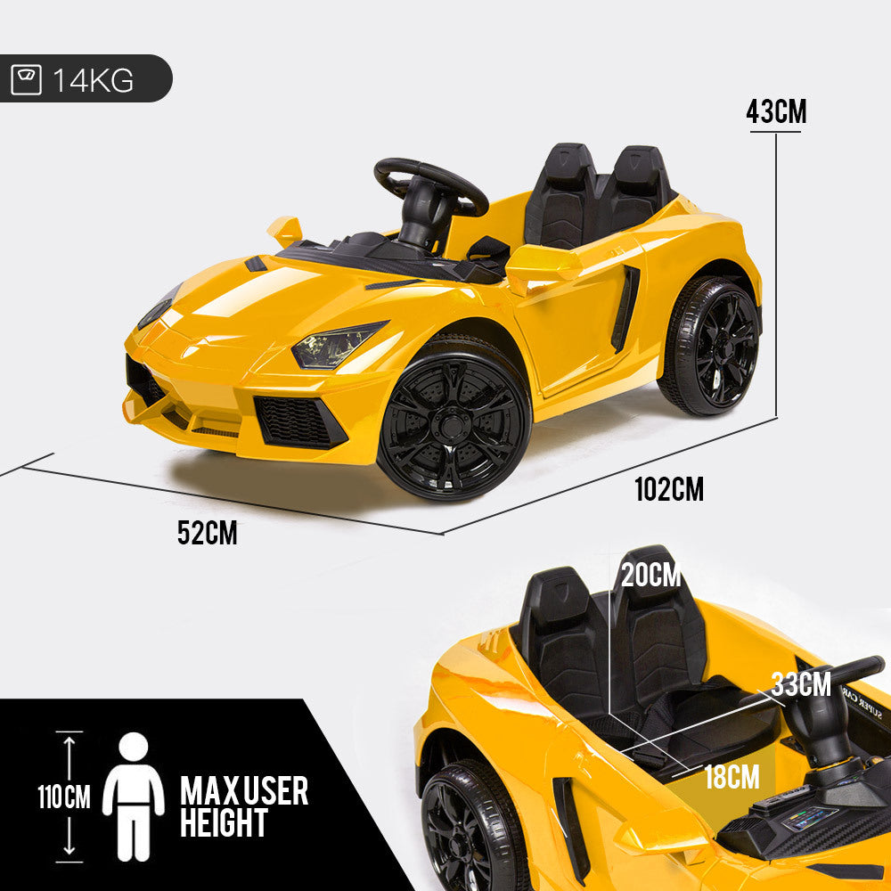 Yellow Lamborghini Ride-On Car, Remote Control, ROVO KIDS