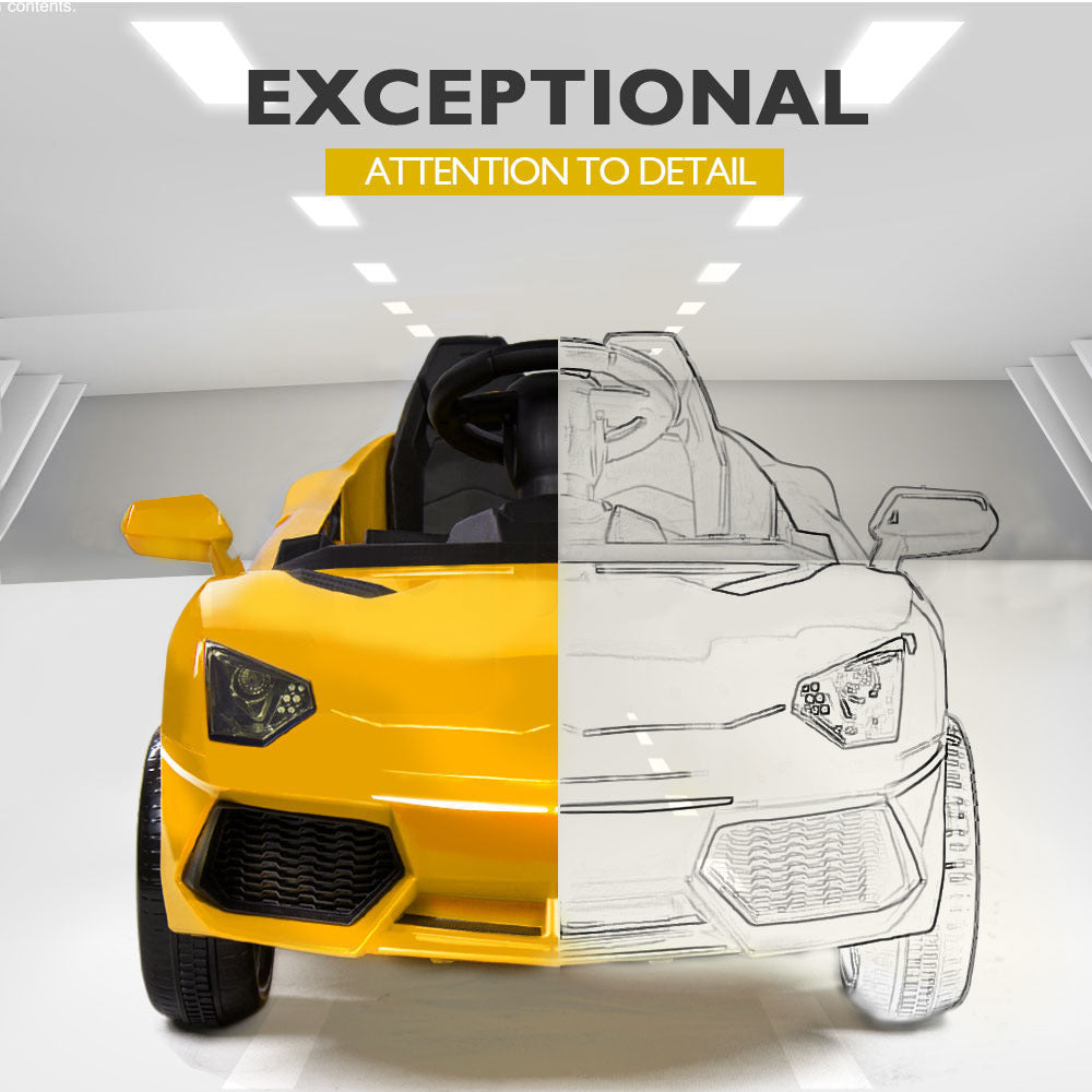 Yellow Lamborghini Ride-On Car, Remote Control, ROVO KIDS