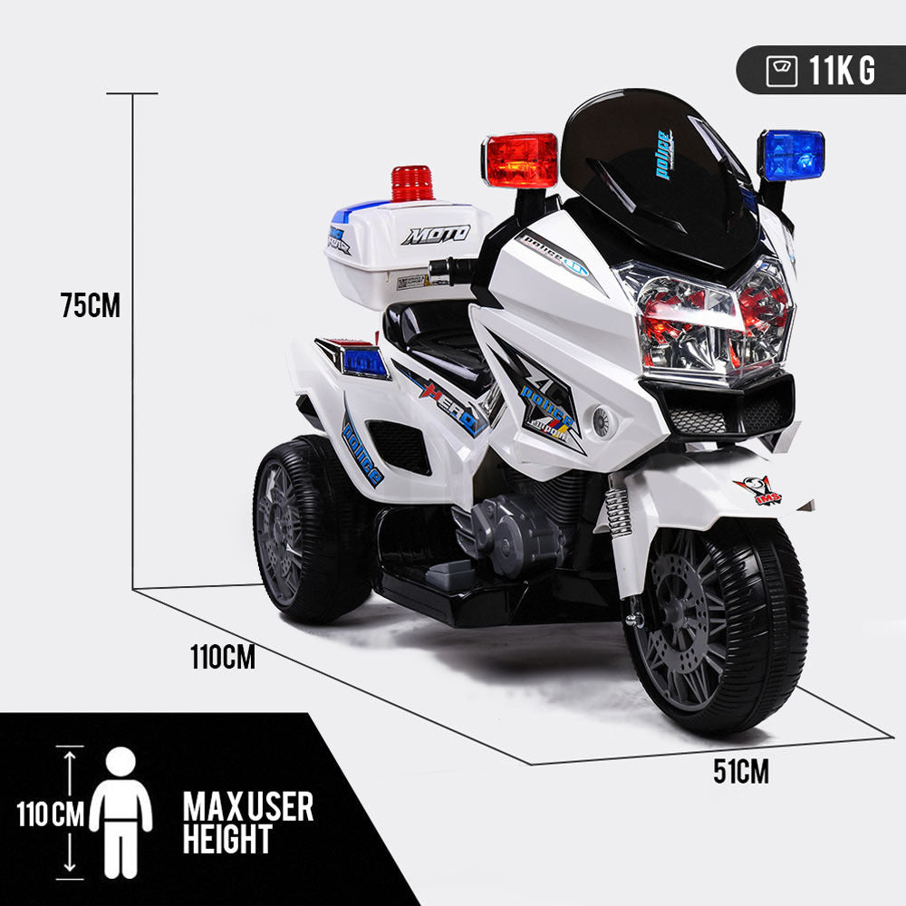 ROVO KIDS Electric Ride-On Police Bike with Lights & Sound