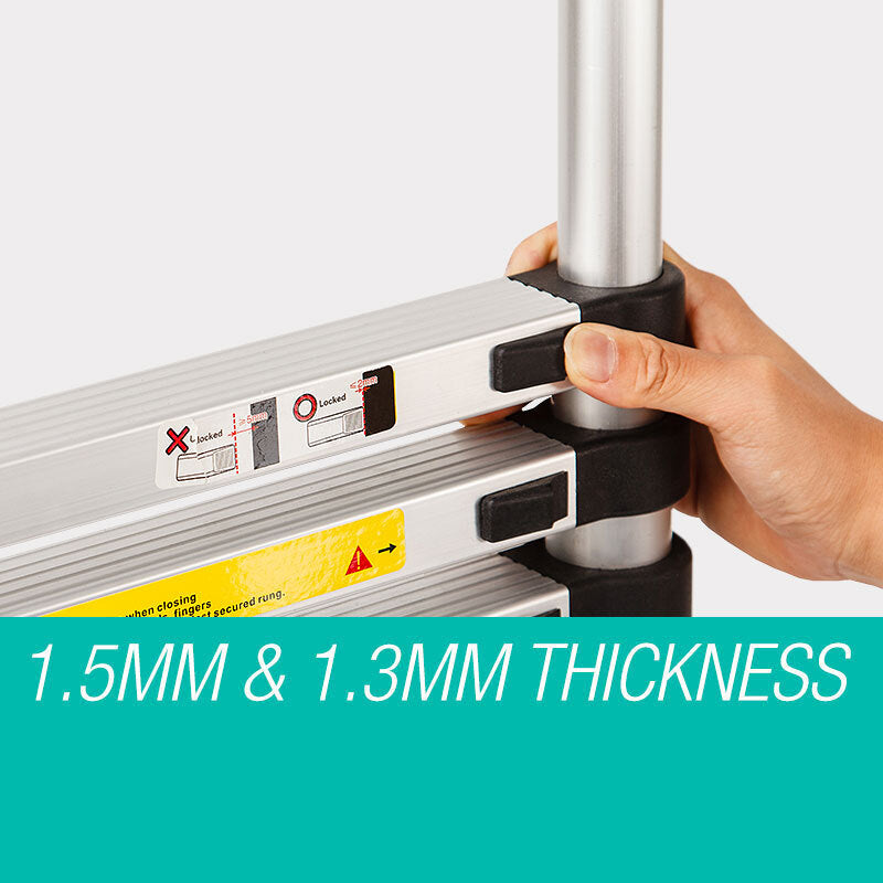 Lightweight 2m Telescopic Aluminium Ladder, 120kg Cap, Bullet