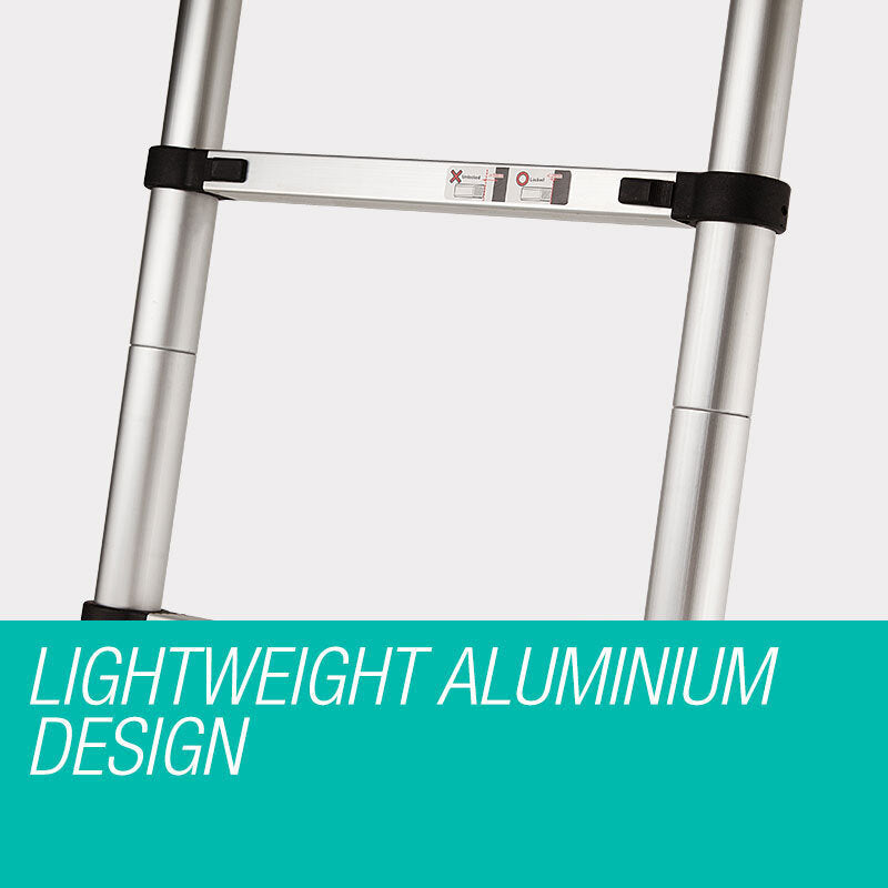 Lightweight 2m Telescopic Aluminium Ladder, 120kg Cap, Bullet