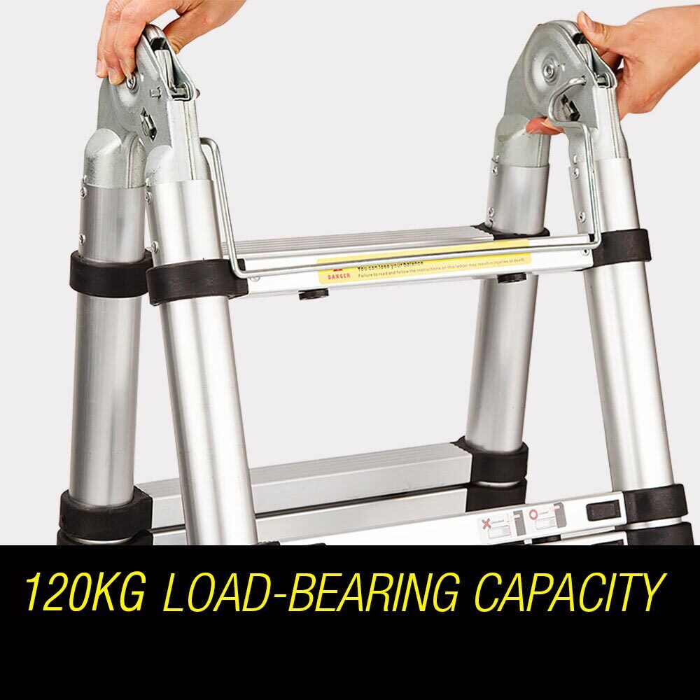 3.8m Telescopic Folding Ladder, SGS Certified, Aluminium, Bullet