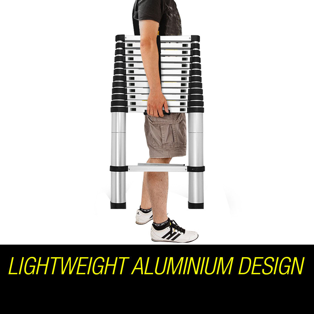 3.8m Telescopic Aluminium Ladder, 120kg Capacity, Bullet