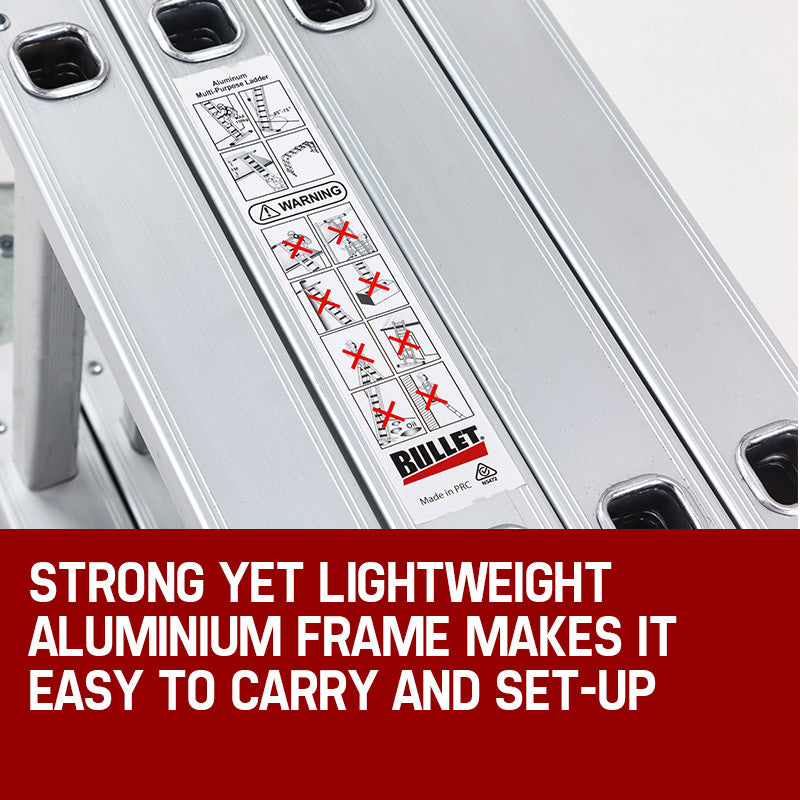 Lightweight 4.7m Multi-Fold Aluminium Ladder with Platforms - Bullet