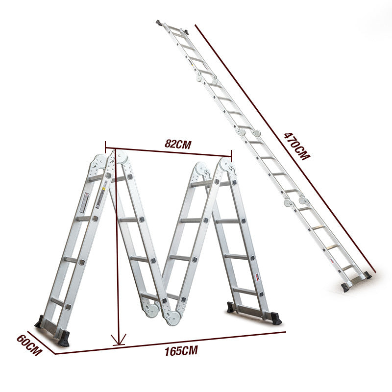 Lightweight 4.7m Multi-Fold Aluminium Ladder with Platforms - Bullet