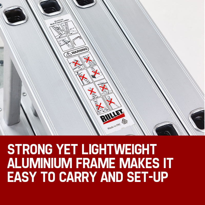 5.8m Multipurpose Aluminum Folding Ladder, 120kg Load - Bullet