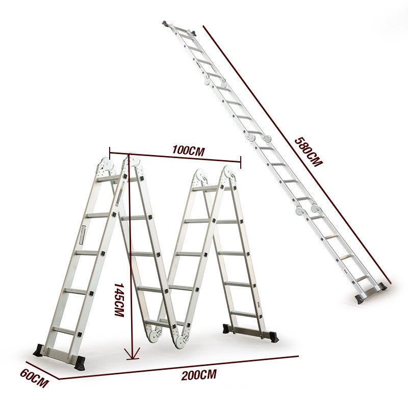 5.8m Multipurpose Aluminum Folding Ladder, 120kg Load - Bullet