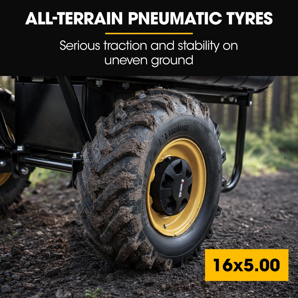 BAUMR-AG 40V Li-ion Powered 300KG / 300L Wheelbarrow, ATV Tow Bar, Deep V-tread Tyre, 2 Wheel Direct Drive
