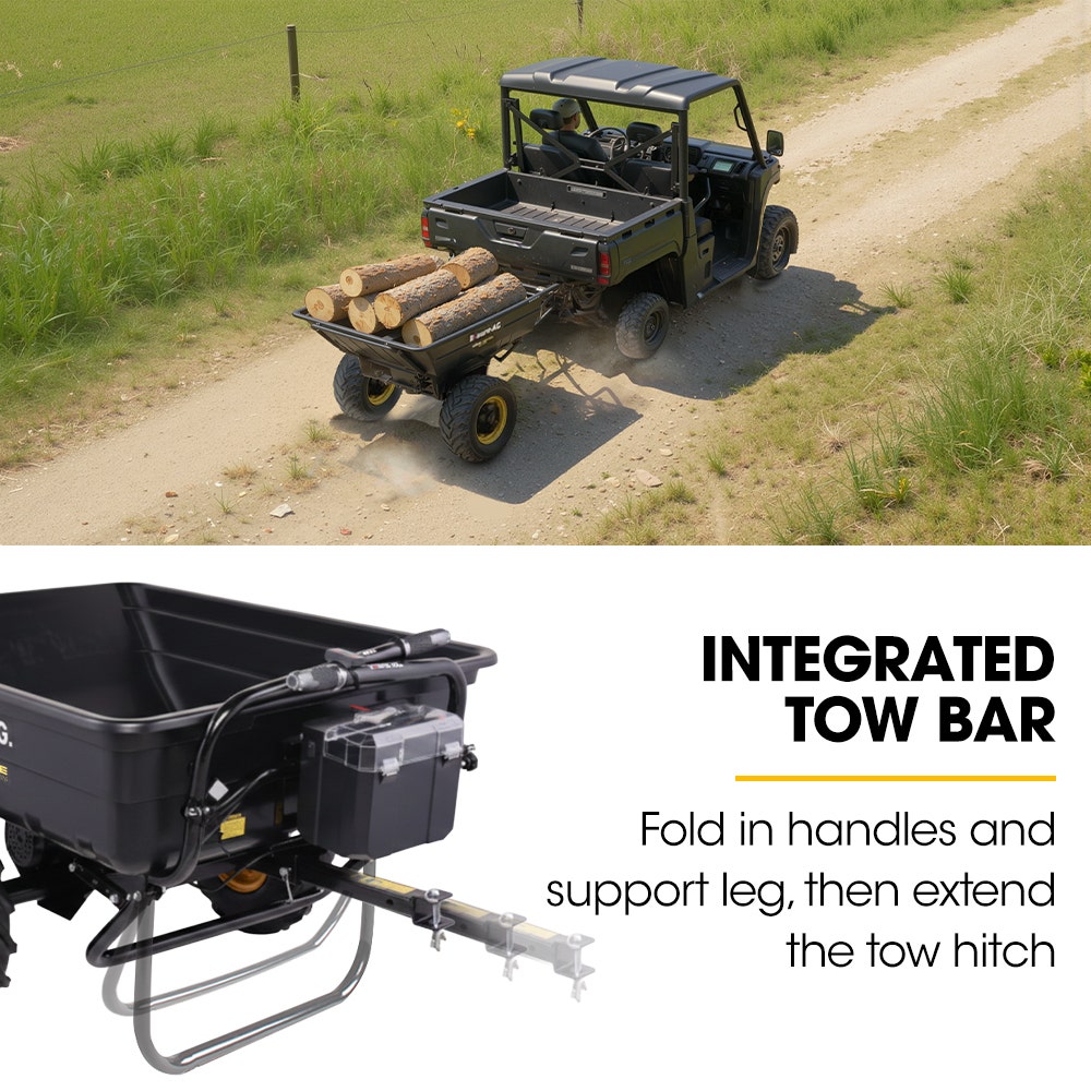 BAUMR-AG 40V Li-ion Powered 300KG / 300L Wheelbarrow, ATV Tow Bar, Deep V-tread Tyre, 2 Wheel Direct Drive