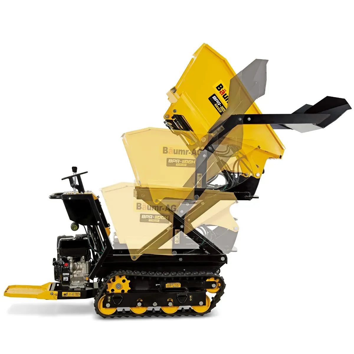 BAUMR-AG Tracked High Lifting/Tipping Power Barrow, 500kg Load Capacity, Hydrostatic, 9hp Engine