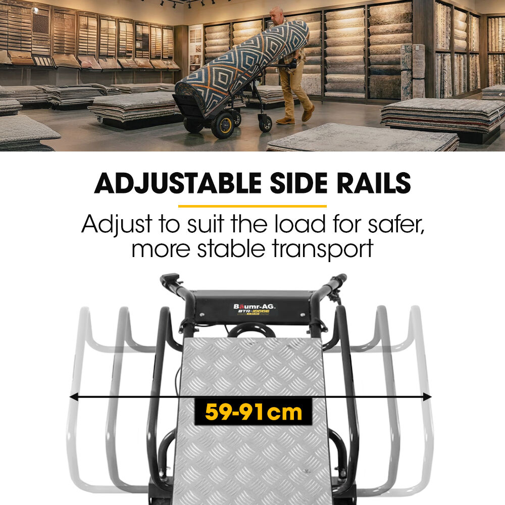 BAUMR-AG 40V Li-ion 260kg Electric Powered Hand Truck Trolley, 400W Brushless motor, Up to 6km/h, 4hr Runtime, Adjustable Width, Folds for Logistics, Moving