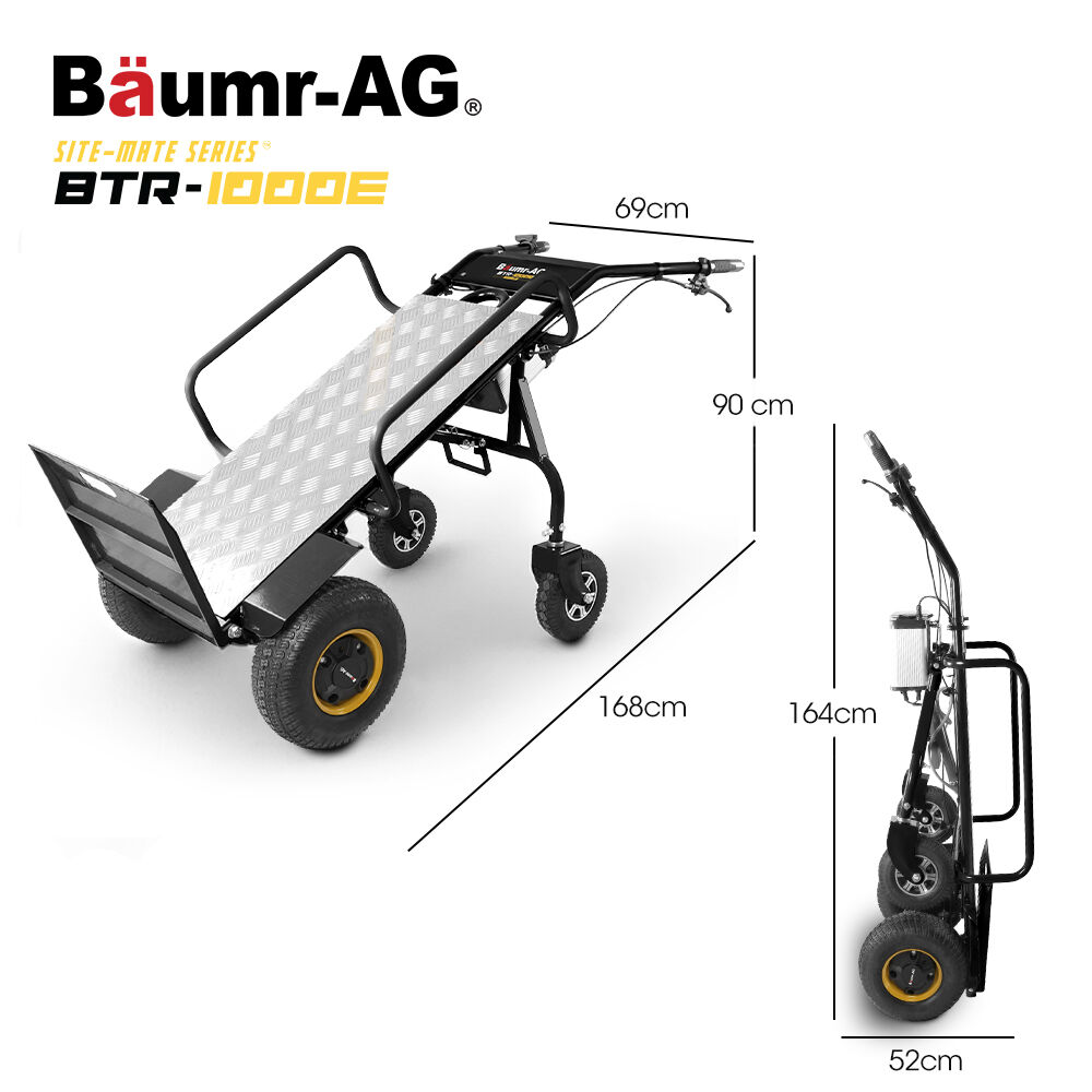 BAUMR-AG 40V Li-ion 260kg Electric Powered Hand Truck Trolley, 400W Brushless motor, Up to 6km/h, 4hr Runtime, Adjustable Width, Folds for Logistics, Moving