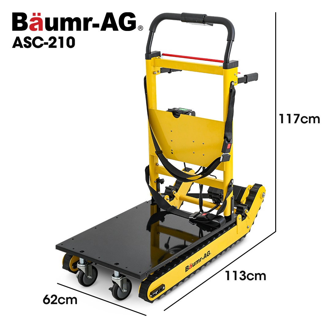 BAUMR-AG Heavy Duty 400W Electric Stair Climbing Hand Truck 210kg Load, Adjustable Tilt, Foldable Motorised Dolly Cart for Moving Furniture Appliances Equipment
