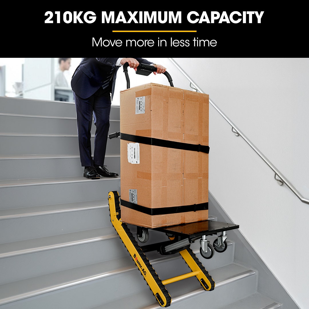 BAUMR-AG Heavy Duty 400W Electric Stair Climbing Hand Truck 210kg Load, Adjustable Tilt, Foldable Motorised Dolly Cart for Moving Furniture Appliances Equipment