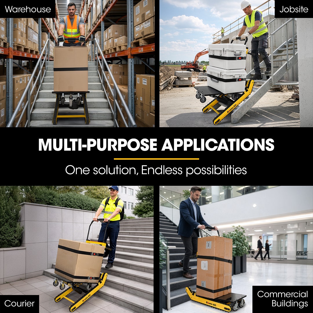 BAUMR-AG Heavy Duty 400W Electric Stair Climbing Hand Truck 210kg Load, Adjustable Tilt, Foldable Motorised Dolly Cart for Moving Furniture Appliances Equipment