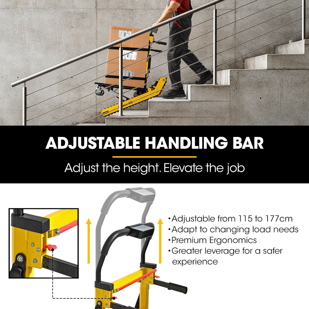 BAUMR-AG Heavy Duty 400W Electric Stair Climbing Hand Truck 210kg Load, Adjustable Tilt, Foldable Motorised Dolly Cart for Moving Furniture Appliances Equipment