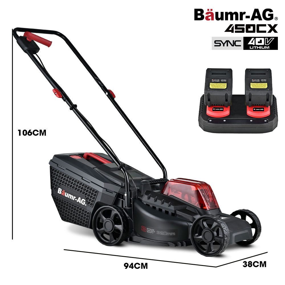 450CX 320mm Cordless Lawn Mower Kit 40V Brushless Black/Red