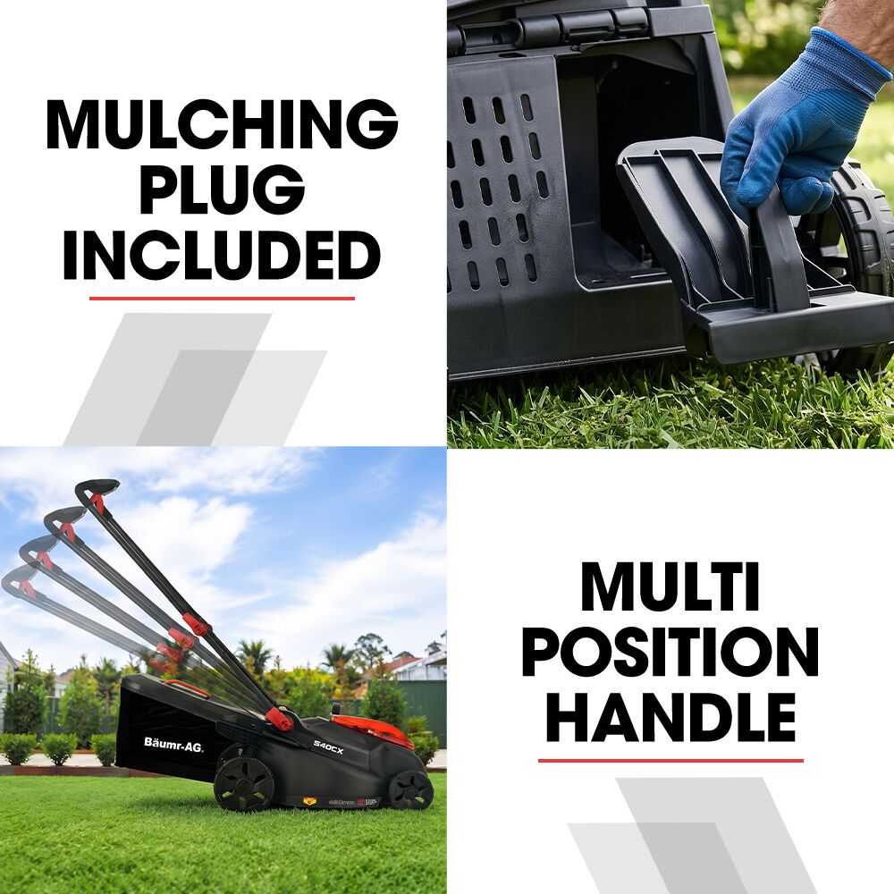 BAUMR-AG 540CX 40V SYNC 18" Cordless Lawn Mower Kit, VertiStore, Fast Charger, 2 x 4Ah Batteries, 6 Heights, Brushless, 430mm Cut Width