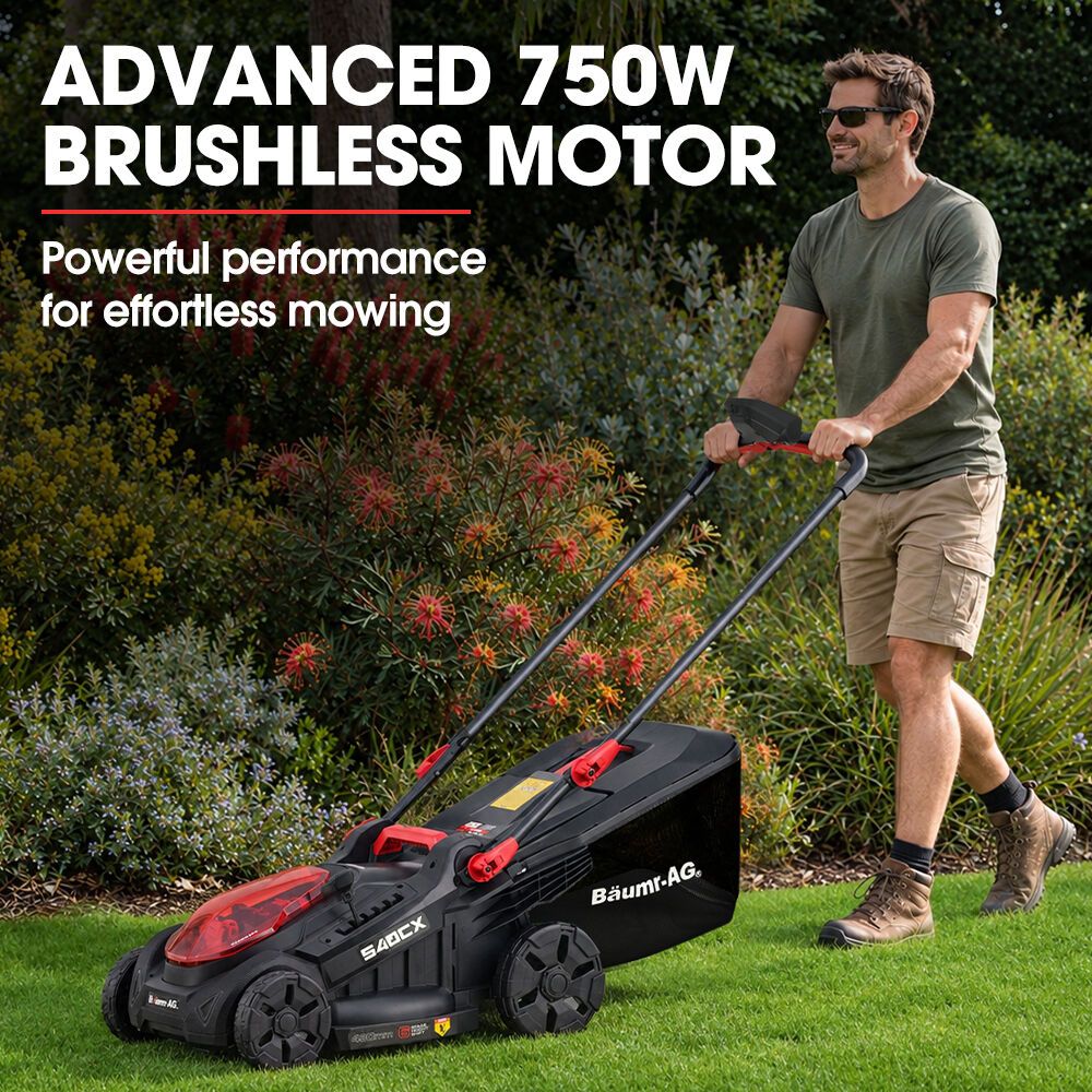 BAUMR-AG 540CX 40V SYNC 18" Cordless Lawn Mower Kit, VertiStore, Fast Charger, 2 x 4Ah Batteries, 6 Heights, Brushless, 430mm Cut Width