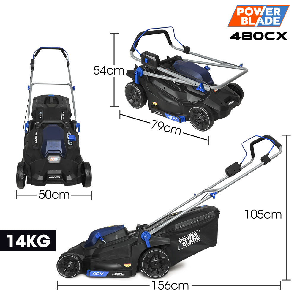 PowerBlade 480CX 17" Cordless Lawn Mower Kit Brushless Electric 40V
