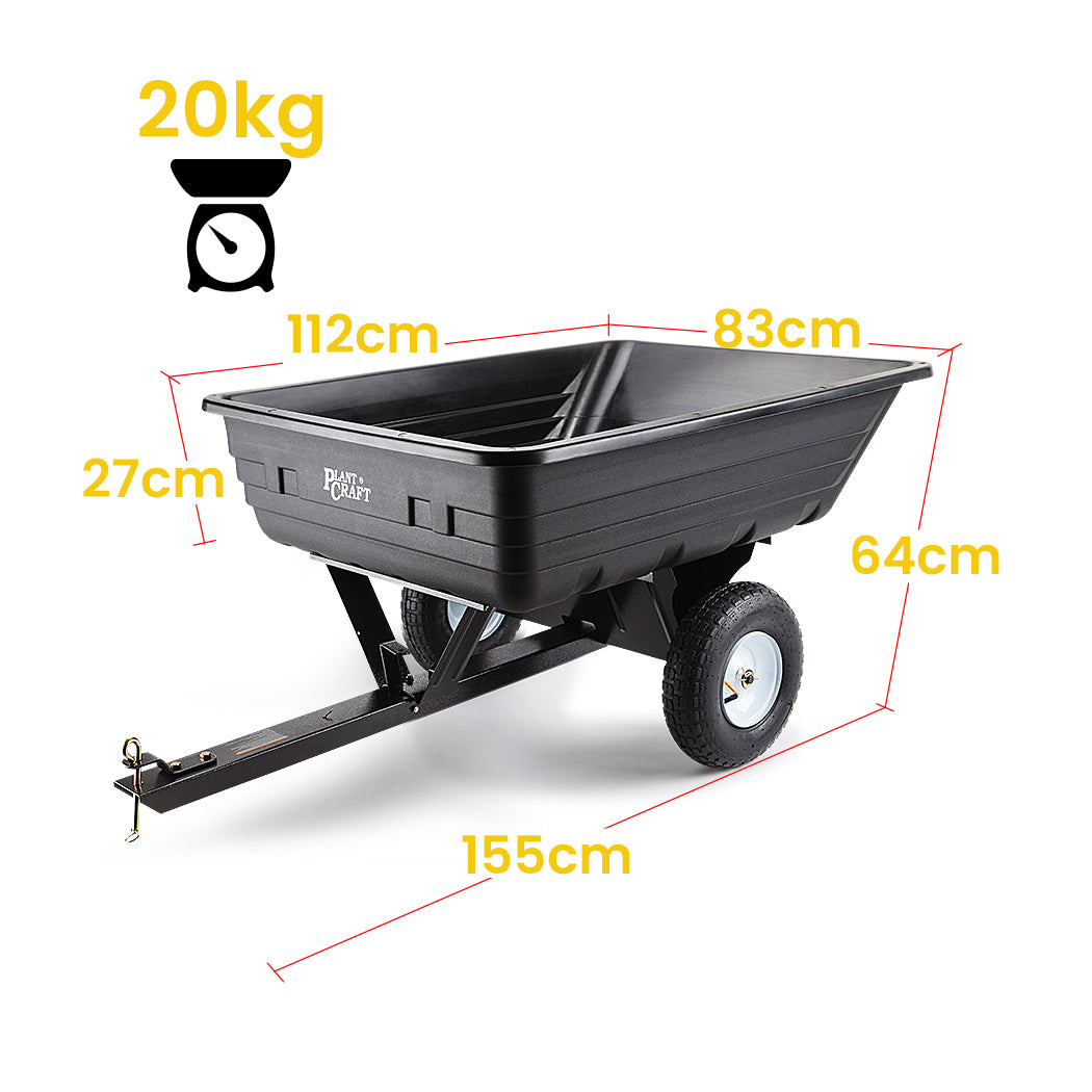 400lbs Poly Dump Cart, Steel Chassis, 13” Tyres - Plantcraft