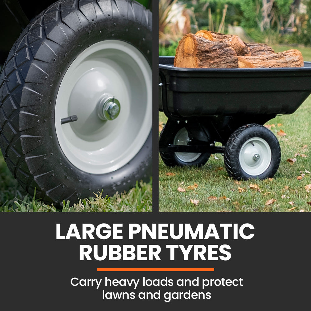 Heavy-Duty Poly Dump Cart Wheelbarrow, 270kg Capacity - PlantCraft