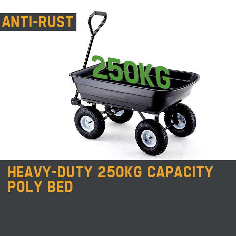 250kg Poly Dump Cart Wagon, 10" Tyres, Pivot Steering - PlantCraft