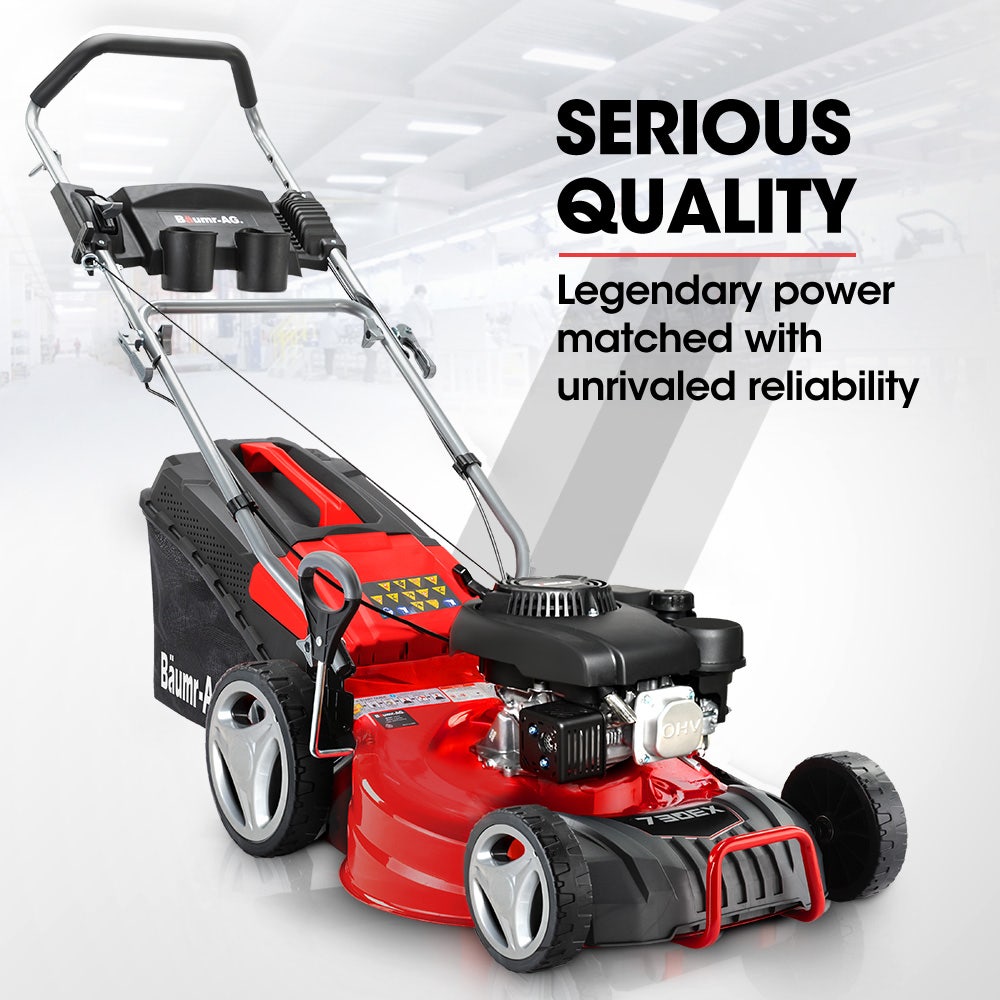 Baumr-AG 730EX 18" Petrol Lawn Mower 150cc Steel Deck 8 Heights