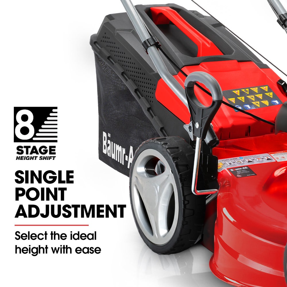 Baumr-AG 730EX 18" Petrol Lawn Mower 150cc Steel Deck 8 Heights