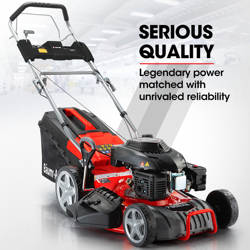Baumr-AG 790SXe 18" Self-Propelled Petrol Lawn Mower Electric Start 224cc Steel Deck