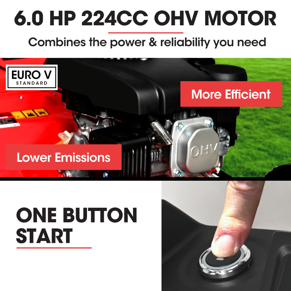 Baumr-AG 790SXe 18" Self-Propelled Petrol Lawn Mower Electric Start 224cc Steel Deck