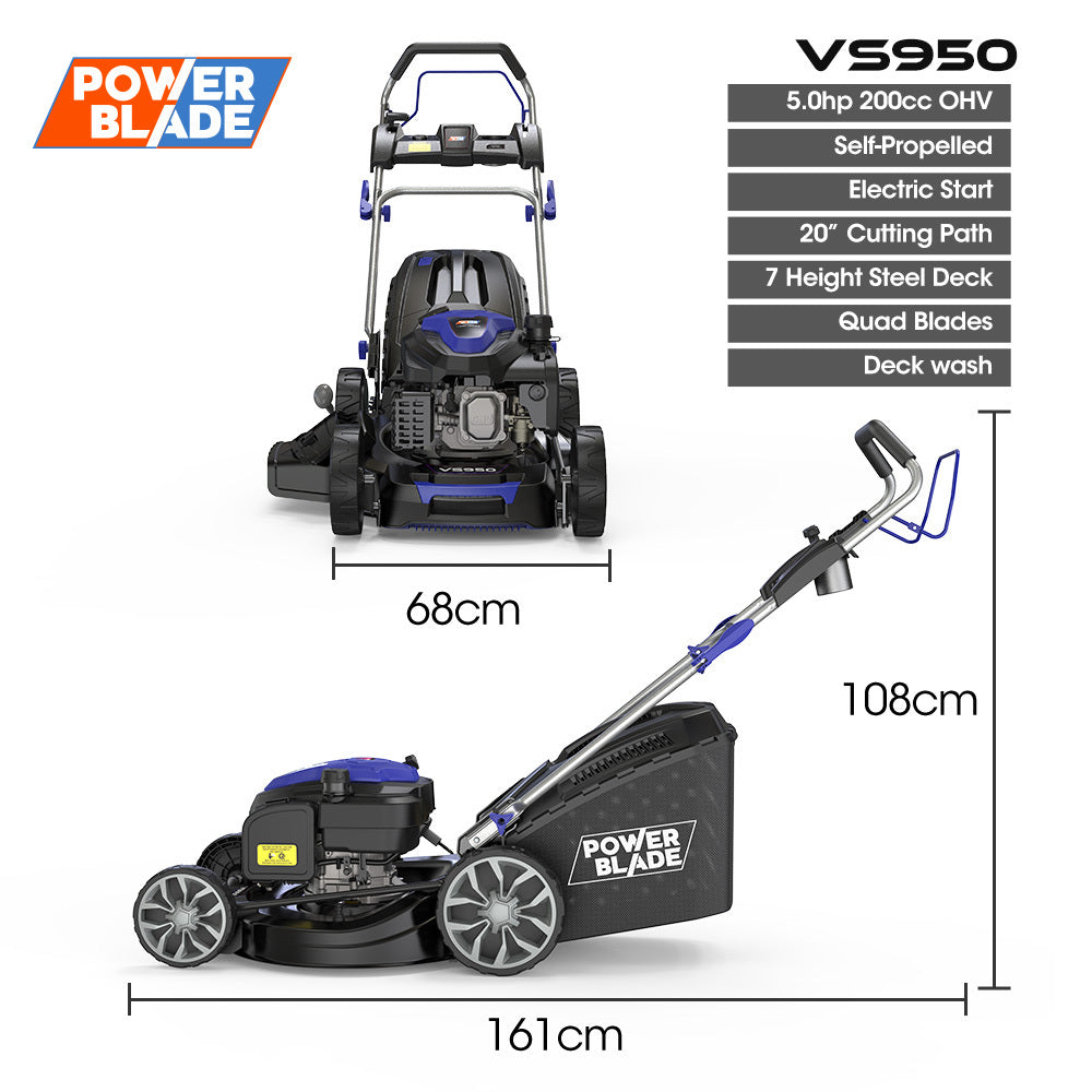 VS950 20" Self-Propelled Lawn Mower Electric Start Steel Deck 200cc