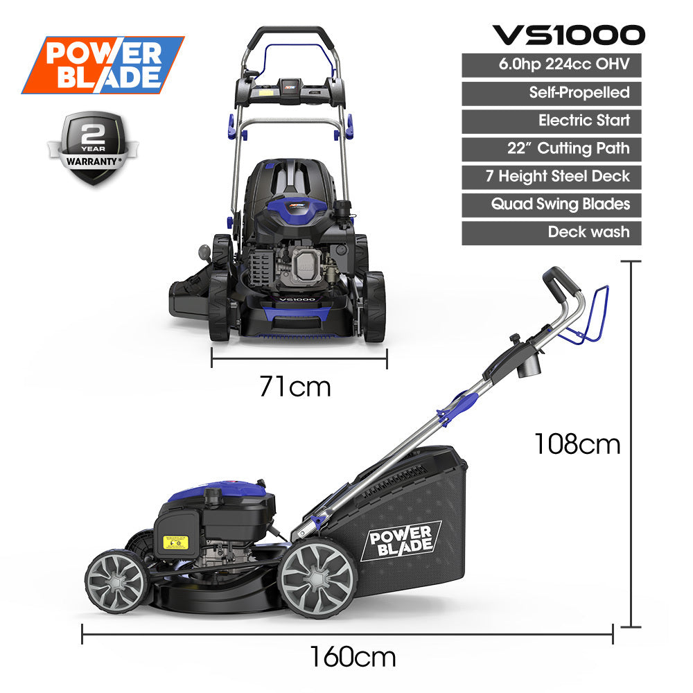 VS1000 22" Self-Propelled Lawn Mower Electric Start Steel Deck