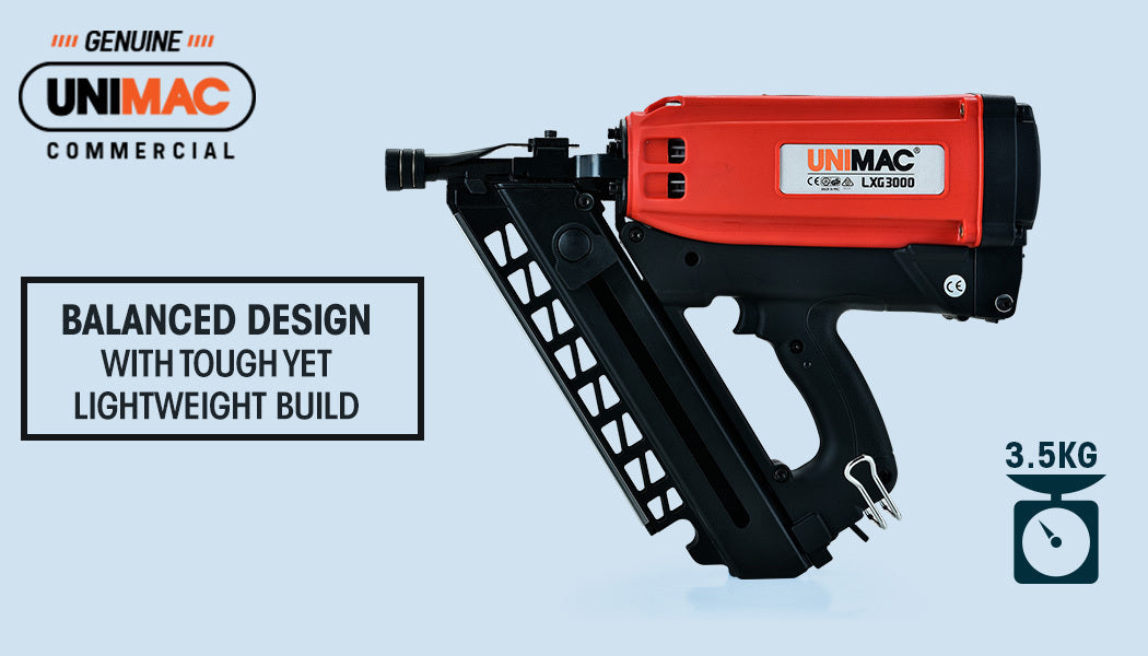 Brushless Gas Framing Nail Gun 50-90mm, 2 Batteries - Unimac