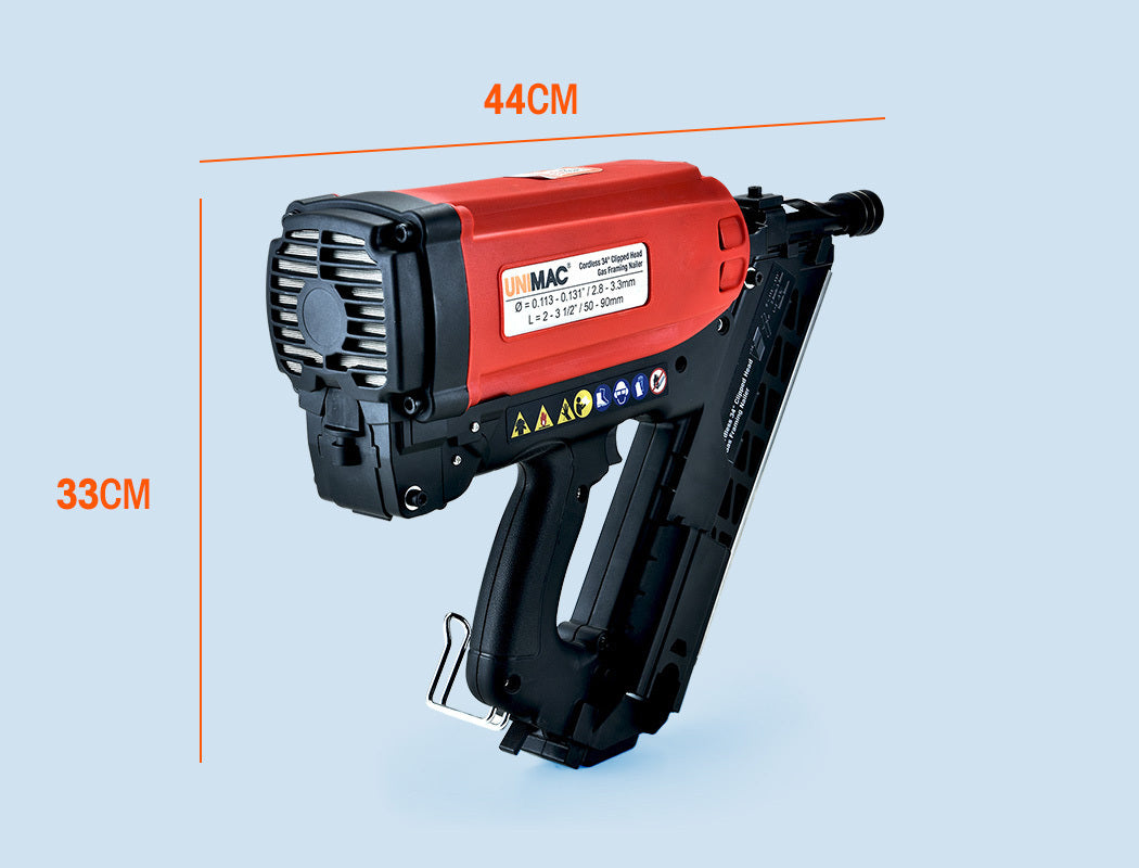 Brushless Gas Framing Nail Gun 50-90mm, 2 Batteries - Unimac