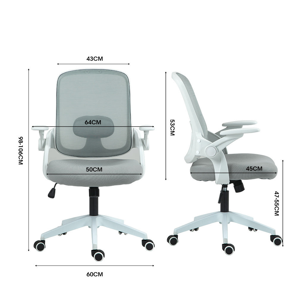 Ergosi Ergonomic Office Chair Adjustable Recline Grey Mesh/White Frame