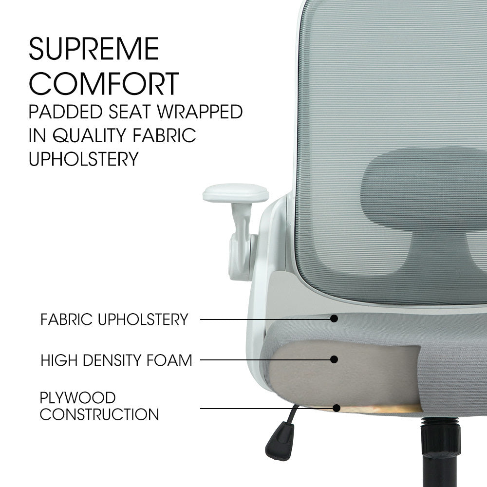 Ergosi Ergonomic Office Chair Adjustable Recline Grey Mesh/White Frame
