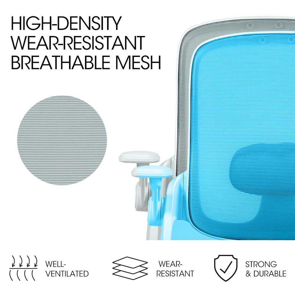 Ergosi Ergonomic Office Chair Adjustable Recline Grey Mesh/White Frame