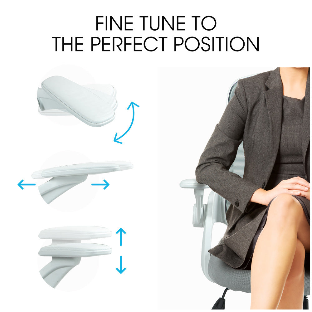 Ergosi Ergonomic Office Chair Adjustable Recline Grey Mesh/White Frame