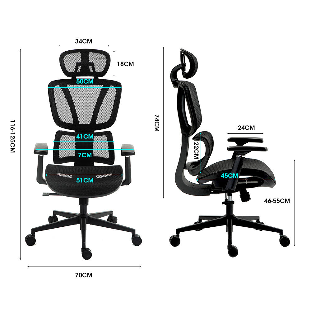 Ergosi Ergonomic Office Chair Black Mesh Adjustable Lumbar and Headrest