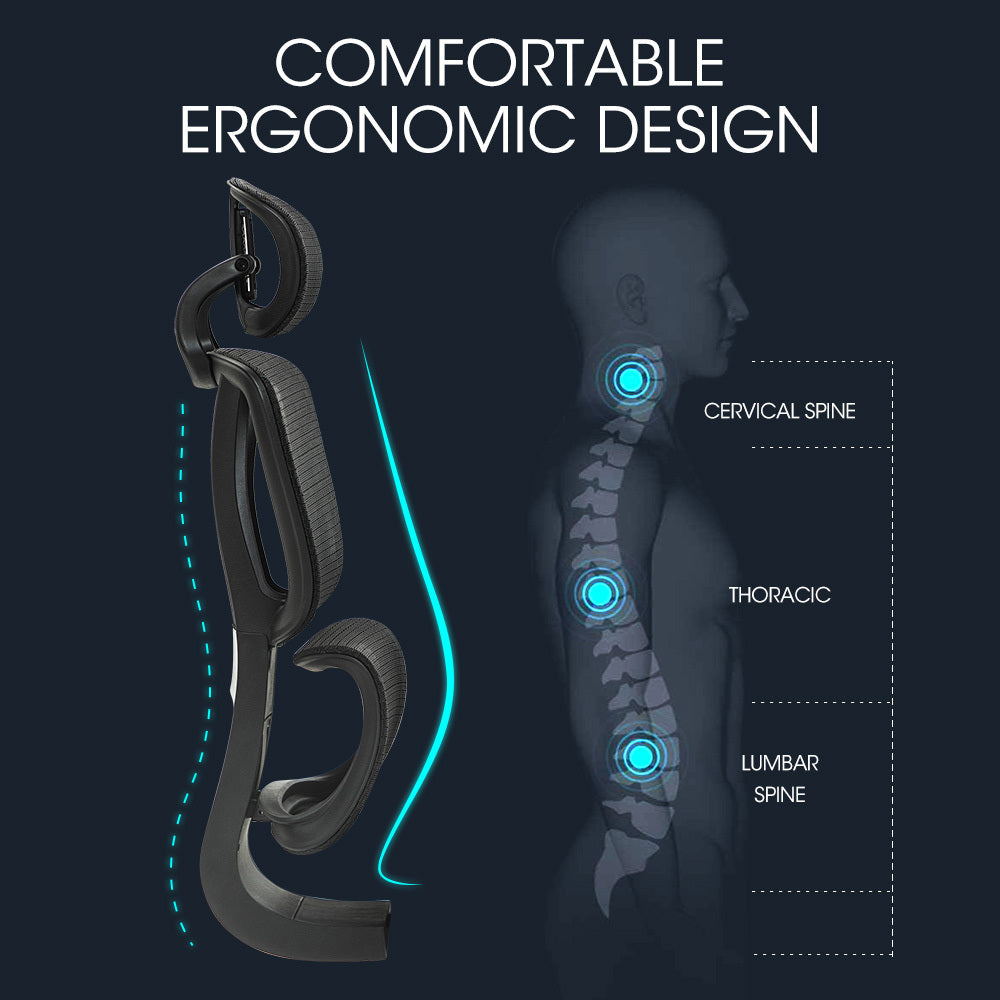 Ergosi Ergonomic Office Chair Black Mesh Adjustable Lumbar and Headrest
