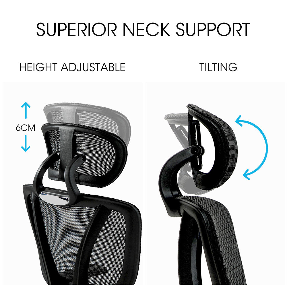 Ergosi Ergonomic Office Chair Black Mesh Adjustable Lumbar and Headrest