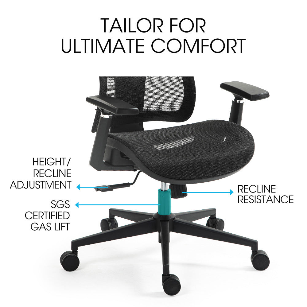 Ergosi Ergonomic Office Chair Black Mesh Adjustable Lumbar and Headrest