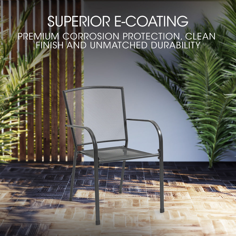 Fortia 2-Piece Outdoor Dining Chair Set E-Coated Stackable