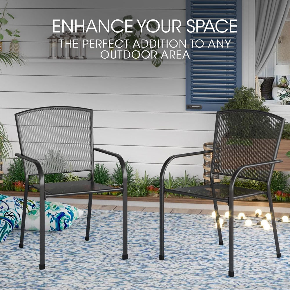 Fortia 2-Piece Outdoor Dining Chair Set E-Coated Stackable