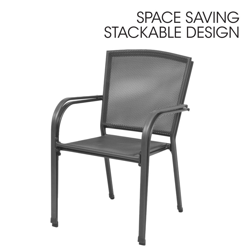 Fortia 2-Piece Outdoor Dining Chair Set E-Coated Stackable