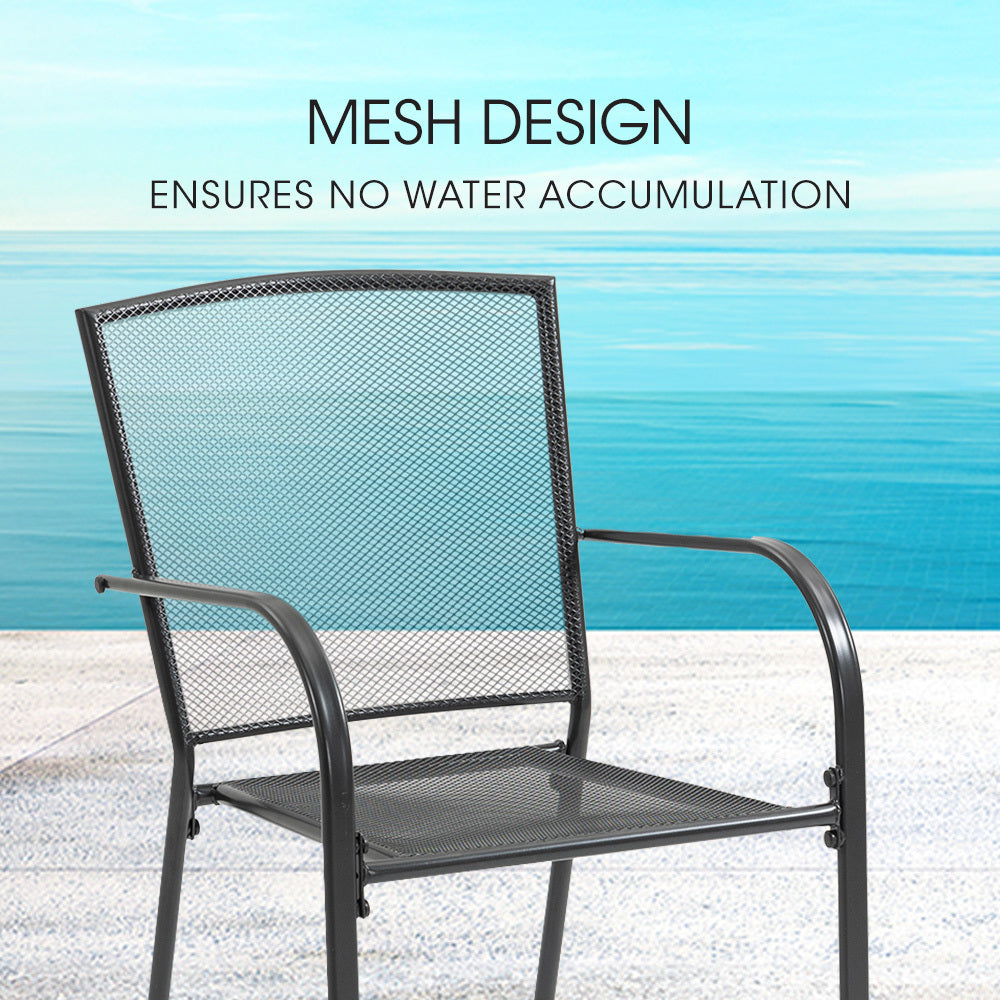 Fortia 2-Piece Outdoor Dining Chair Set E-Coated Stackable