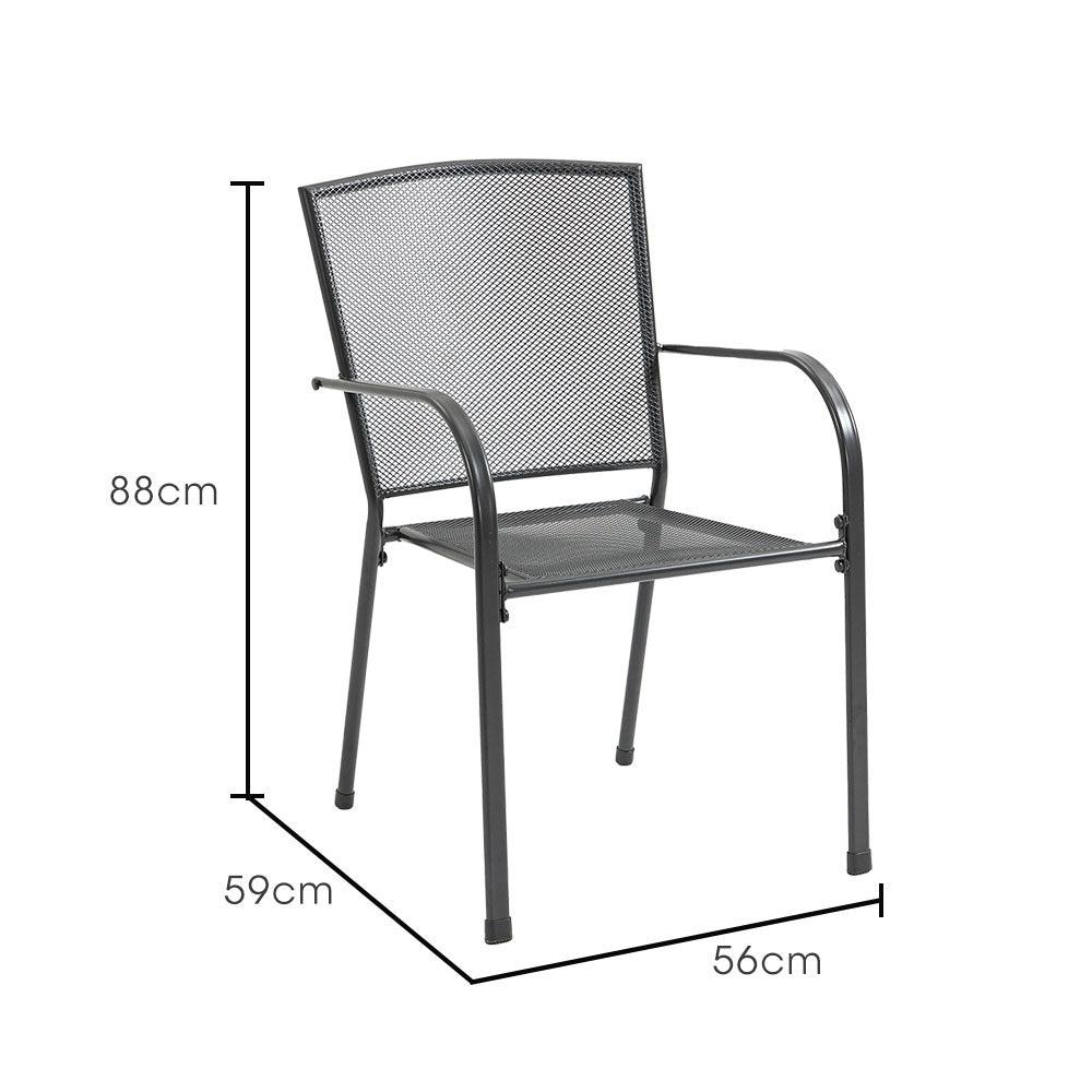 Fortia 4-Piece Outdoor Dining Chair Set E-Coated Stackable