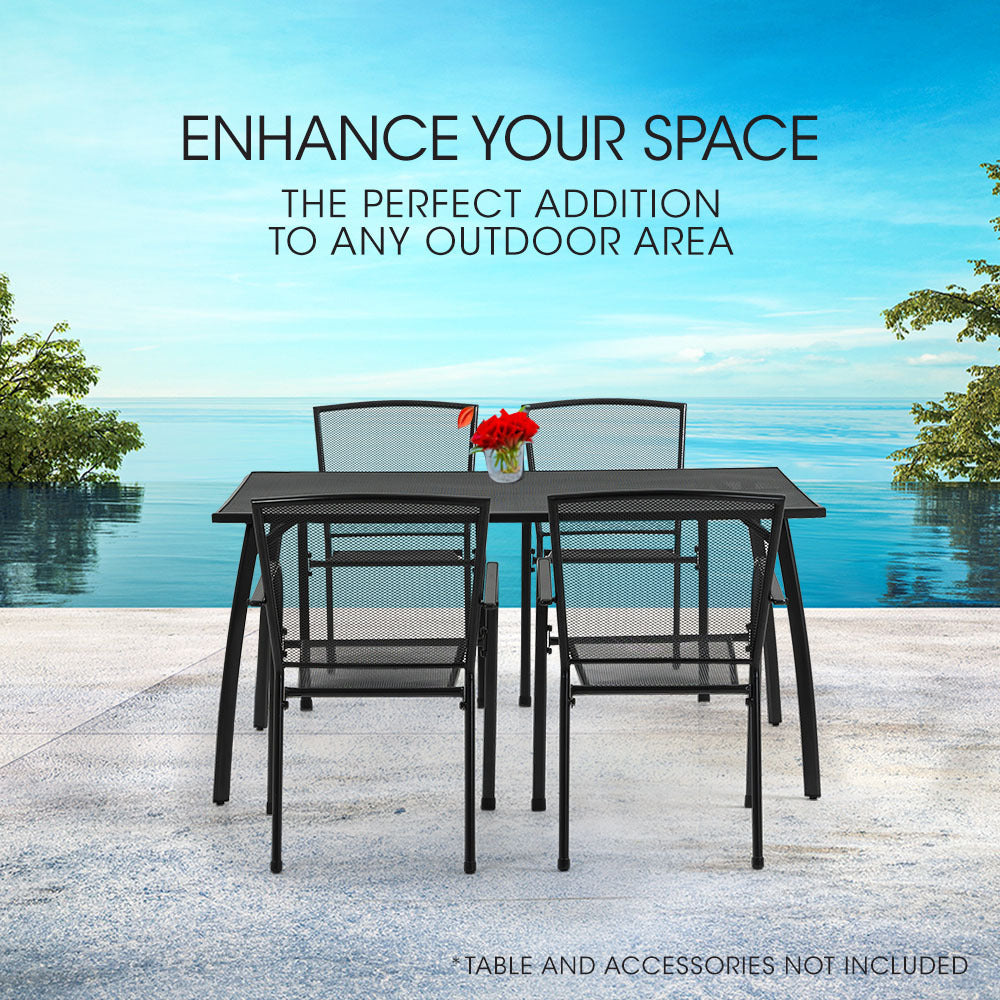 Fortia 4-Piece Outdoor Dining Chair Set E-Coated Stackable