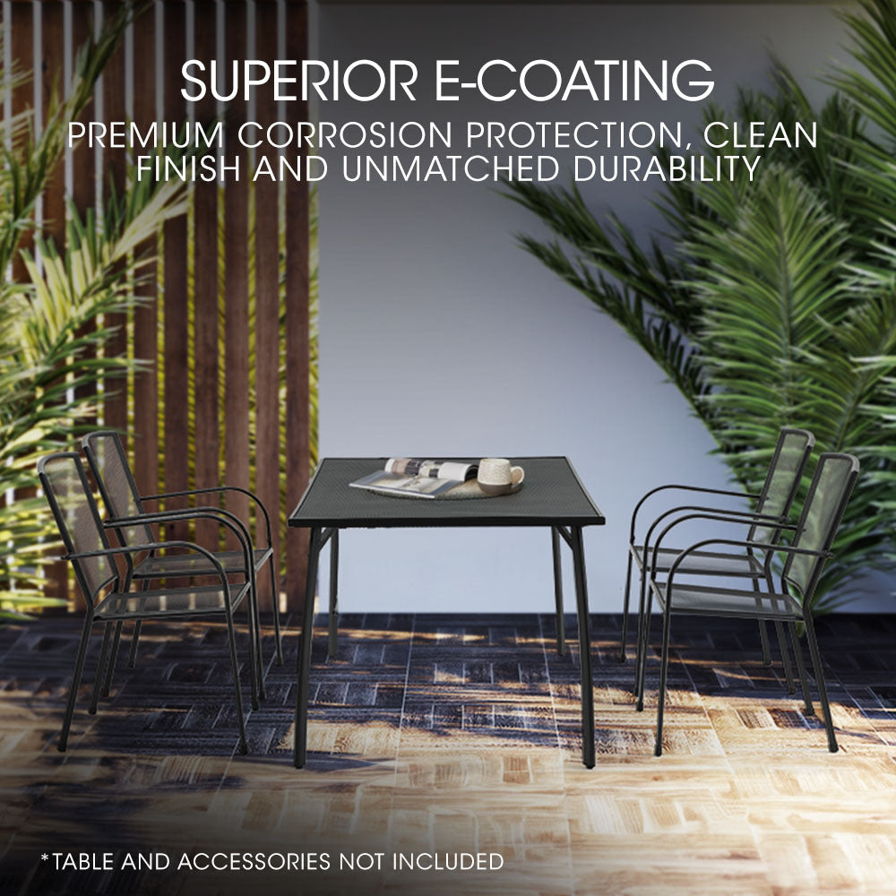 Fortia 4-Piece Outdoor Dining Chair Set E-Coated Stackable